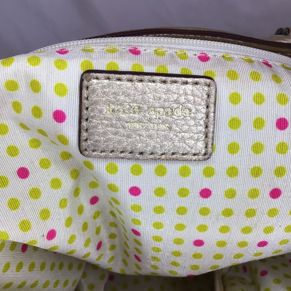 Kate Spade York Street Metallic Gold Leather Satchel • WKRU0812 • Care Cards - Picture 12 of 16